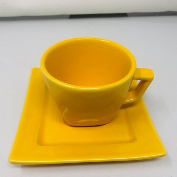 Dining Set Of 4 Heavy Square Yellow Cups And Saucers Oxford Porcelain Dinnerware Poshmark